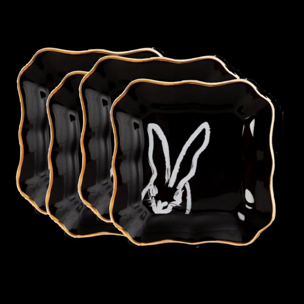 Artist Hunt Slonem designed Bunny Portrait plates-  set of 4